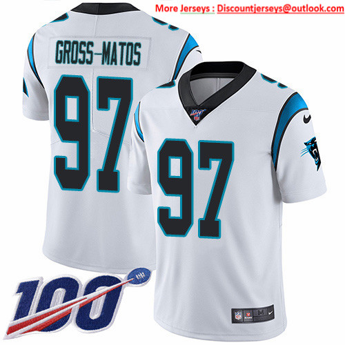 Personalized Panthers #97 Yetur Gross-Matos White Men’s Stitched NFL 100th Season Untouchable Limited Jersey