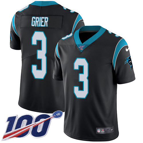 Personalized Panthers #3 Will Grier Black Team Color Men’s Stitched NFL 100th Season Untouchable Limited Jersey