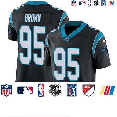 Personalized Panthers #95 Derrick Brown Black Team Color Men’s Stitched NFL 100th Season Untouchable Limited Jersey