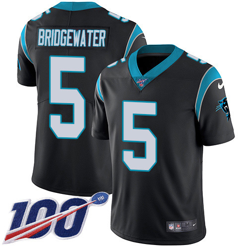 Personalized Panthers #5 Teddy Bridgewater Black Team Color Men’s Stitched NFL 100th Season Untouchable Limited Jersey