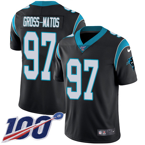 Personalized Panthers #97 Yetur Gross-Matos Black Team Color Men’s Stitched NFL 100th Season Untouchable Limited Jersey