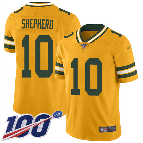 Personalized Packers #10 Darrius Shepherd Gold Men’s Stitched NFL Limited Inverted Legend 100th Season Jersey