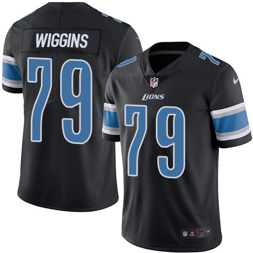 Personalized Lions #79 Kenny Wiggins Black Men’s Stitched NFL Limited Rush Jersey