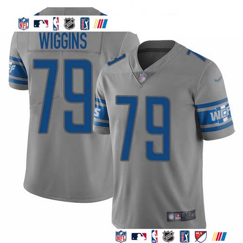 Personalized Lions #79 Kenny Wiggins Gray Men’s Stitched NFL Limited Inverted Legend Jersey