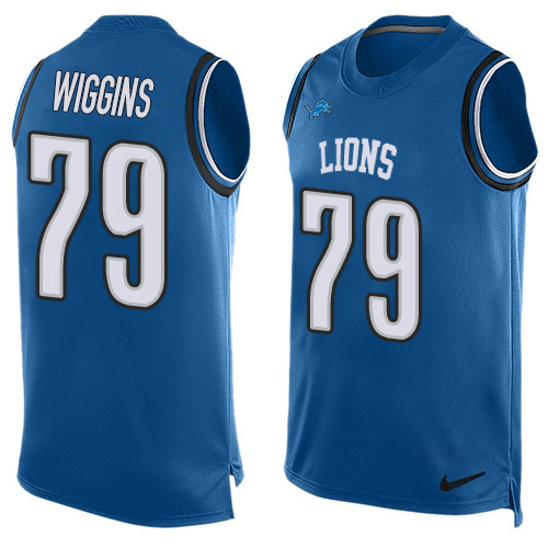 Personalized Lions #79 Kenny Wiggins Blue Team Color Men’s Stitched NFL Limited Tank Top Jersey