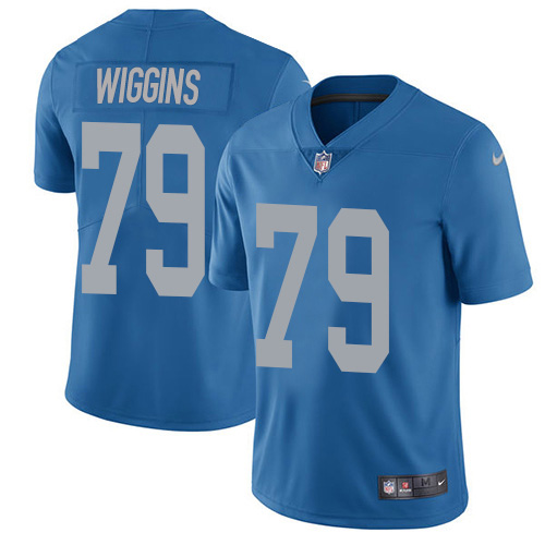 Personalized Lions #79 Kenny Wiggins Blue Throwback Men’s Stitched NFL Untouchable Limited Jersey