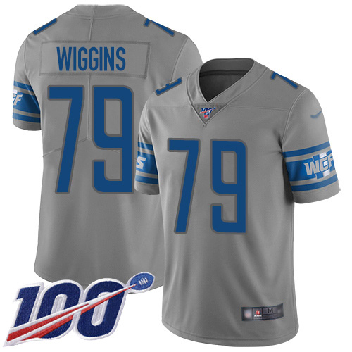 Personalized Lions #79 Kenny Wiggins Gray Men’s Stitched NFL Limited Inverted Legend 100th Season Jersey