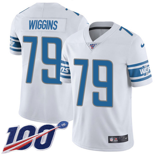 Personalized Lions #79 Kenny Wiggins White Men’s Stitched NFL 100th Season Untouchable Limited Jersey