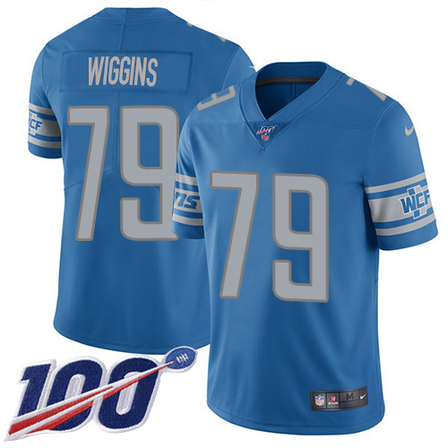 Personalized Lions #79 Kenny Wiggins Blue Team Color Men’s Stitched NFL 100th Season Untouchable Limited Jersey