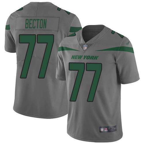 Personalized Jets #77 Mekhi Becton Gray Men’s Stitched NFL Limited Inverted Legend Jersey