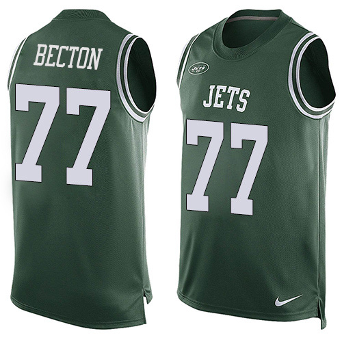 Personalized Jets #77 Mekhi Becton Green Team Color Men’s Stitched NFL Limited Tank Top Jersey