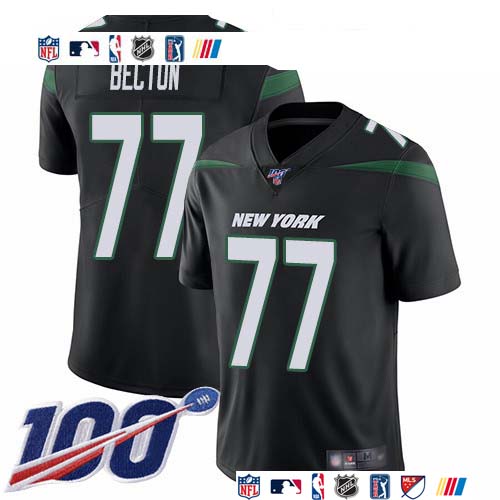 Personalized Jets #77 Mekhi Becton Black Alternate Men’s Stitched NFL 100th Season Untouchable Limited Jersey
