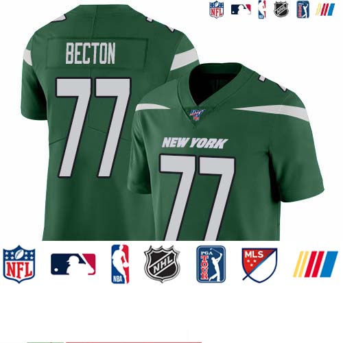 Personalized Jets #77 Mekhi Becton Green Team Color Men’s Stitched NFL 100th Season Untouchable Limited Jersey