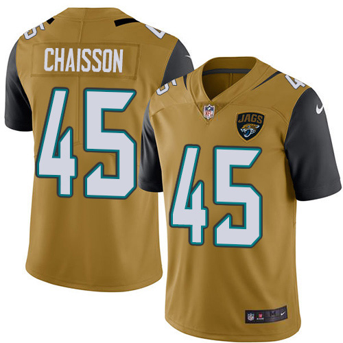 Personalized Jaguars #45 K’Lavon Chaisson Gold Men’s Stitched NFL Limited Rush Jersey