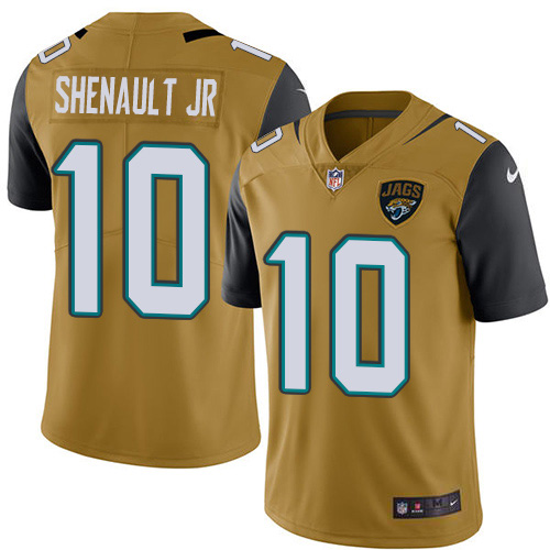 Personalized Jaguars #10 Laviska Shenault Jr. Gold Men’s Stitched NFL Limited Rush Jersey