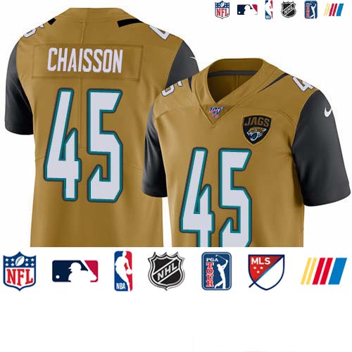 Personalized Jaguars #45 K’Lavon Chaisson Gold Men’s Stitched NFL Limited Rush 100th Season Jersey