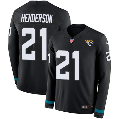 Personalized Jaguars #21 C.J. Henderson Black Team Color Men’s Stitched NFL Limited Therma Long Sleeve Jersey