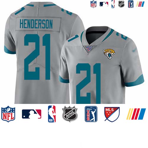 Personalized Jaguars #21 C.J. Henderson Silver Men’s Stitched NFL Limited Inverted Legend 100th Season Jersey