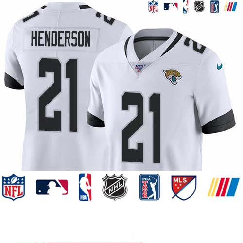 Personalized Jaguars #21 C.J. Henderson White Men’s Stitched NFL 100th Season Untouchable Limited Jersey