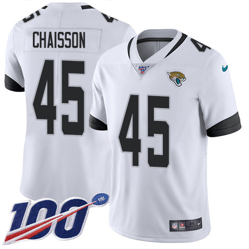 Personalized Jaguars #45 K’Lavon Chaisson White Men’s Stitched NFL 100th Season Untouchable Limited Jersey