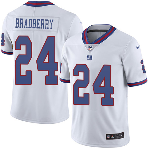 Personalized Giants #24 James Bradberry White Men’s Stitched NFL Limited Rush Jersey