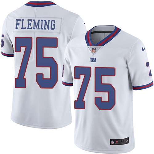 Personalized Giants #75 Cameron Fleming White Men’s Stitched NFL Limited Rush Jersey