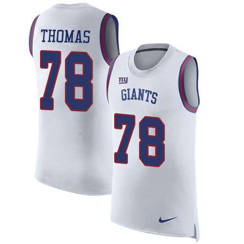 Personalized Giants #78 Andrew Thomas White Men’s Stitched NFL Limited Rush Tank Top Jersey