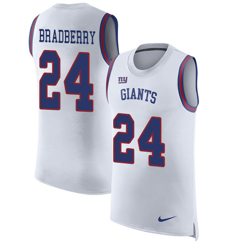 Personalized Giants #24 James Bradberry White Men’s Stitched NFL Limited Rush Tank Top Jersey