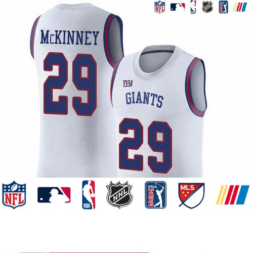 Personalized Giants #29 Xavier McKinney White Men’s Stitched NFL Limited Rush Tank Top Jersey