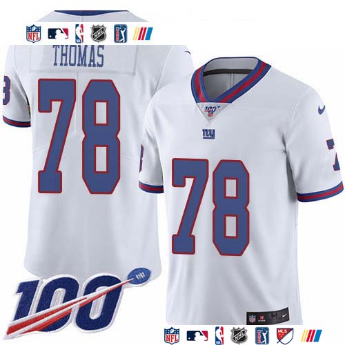 Personalized Giants #78 Andrew Thomas White Men’s Stitched NFL Limited Rush 100th Season Jersey