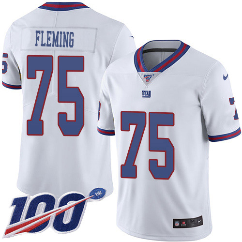 Personalized Giants #75 Cameron Fleming White Men’s Stitched NFL Limited Rush 100th Season Jersey