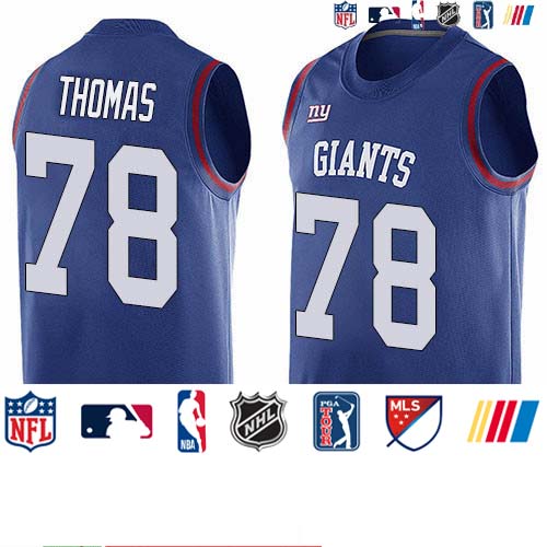 Personalized Giants #78 Andrew Thomas Royal Blue Team Color Men’s Stitched NFL Limited Tank Top Jersey