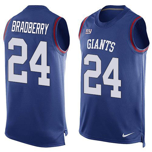 Personalized Giants #24 James Bradberry Royal Blue Team Color Men’s Stitched NFL Limited Tank Top Jersey