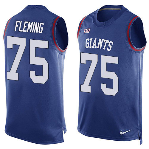 Personalized Giants #75 Cameron Fleming Royal Blue Team Color Men’s Stitched NFL Limited Tank Top Jersey