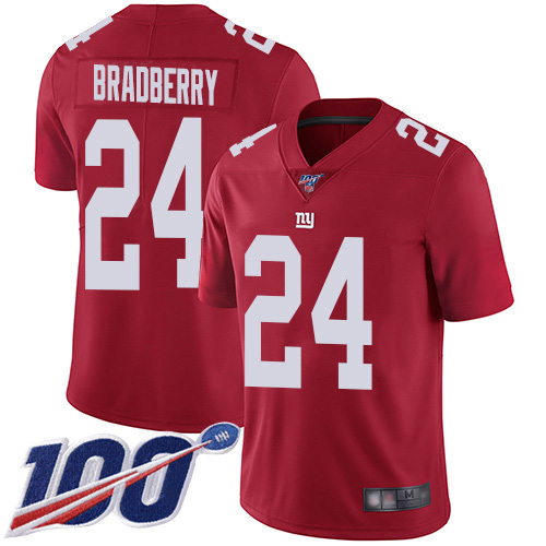 Personalized Giants #24 James Bradberry Red Men’s Stitched NFL Limited Inverted Legend 100th Season Jersey