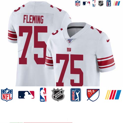 Personalized Giants #75 Cameron Fleming White Men’s Stitched NFL 100th Season Untouchable Limited Jersey