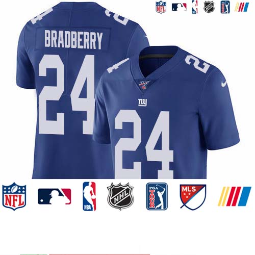 Personalized Giants #24 James Bradberry Royal Blue Team Color Men’s Stitched NFL 100th Season Untouchable Limited Jersey