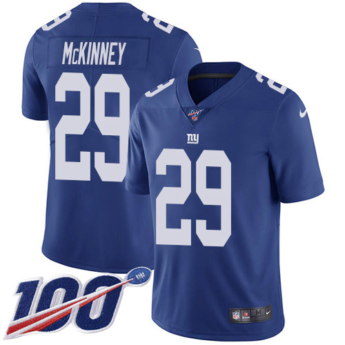 Personalized Giants #29 Xavier McKinney Royal Blue Team Color Men’s Stitched NFL 100th Season Untouchable Limited Jersey