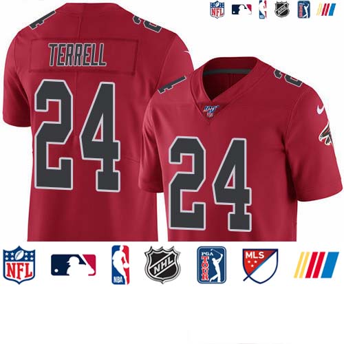 Personalized Falcons #24 A.J. Terrell Red Men’s Stitched NFL Limited Rush 100th Season Jersey