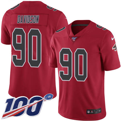 Personalized Falcons #90 Marlon Davidson Red Men’s Stitched NFL Limited Rush 100th Season Jersey