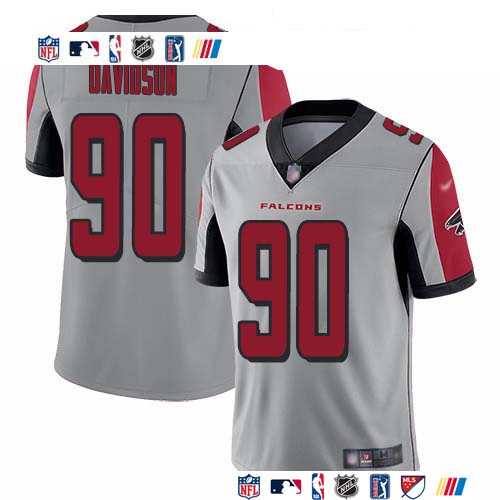 Personalized Falcons #90 Marlon Davidson Silver Men’s Stitched NFL Limited Inverted Legend Jersey