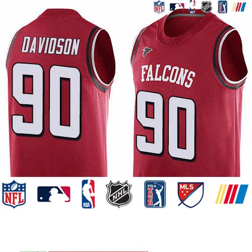 Personalized Falcons #90 Marlon Davidson Red Team Color Men’s Stitched NFL Limited Tank Top Jersey