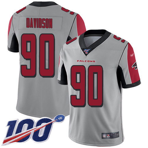 Personalized Falcons #90 Marlon Davidson Silver Men’s Stitched NFL Limited Inverted Legend 100th Season Jersey