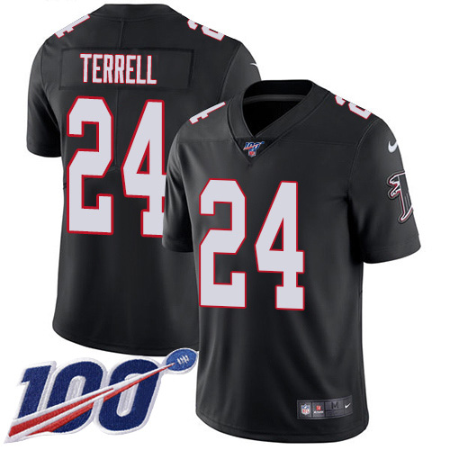 Personalized Falcons #24 A.J. Terrell Black Alternate Men’s Stitched NFL 100th Season Untouchable Limited Jersey