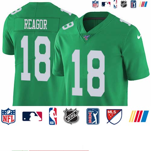 Personalized Eagles #18 Jalen Reagor Green Men’s Stitched NFL Limited Rush 100th Season Jersey