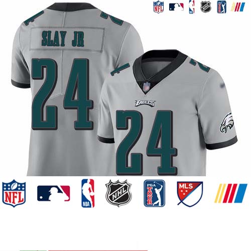 Personalized Eagles #24 Darius Slay Jr Silver Men’s Stitched NFL Limited Inverted Legend Jersey