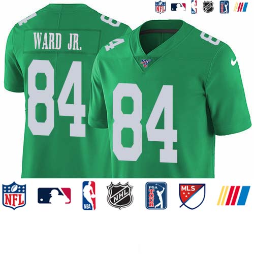 Personalized Eagles #84 Greg Ward Jr. Green Men’s Stitched NFL Limited Rush 100th Season Jersey