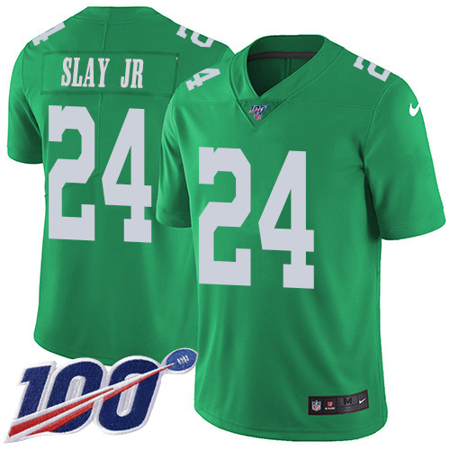 Personalized Eagles #24 Darius Slay Jr Green Men’s Stitched NFL Limited Rush 100th Season Jersey