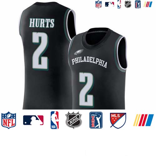 Personalized Eagles #2 Jalen Hurts Black Alternate Men’s Stitched NFL Limited Rush Tank Top Jersey