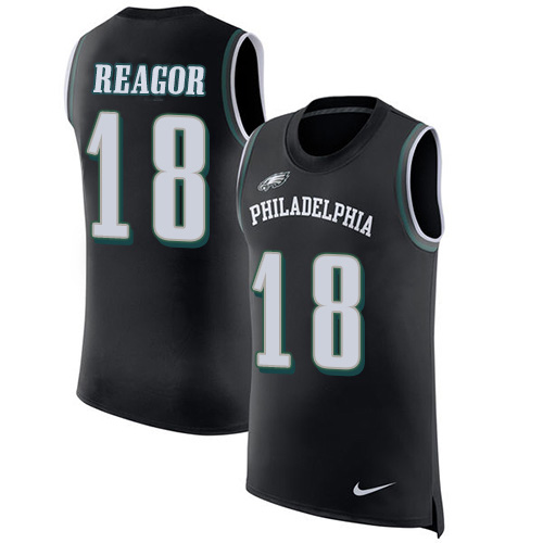 Personalized Eagles #18 Jalen Reagor Black Alternate Men’s Stitched NFL Limited Rush Tank Top Jersey